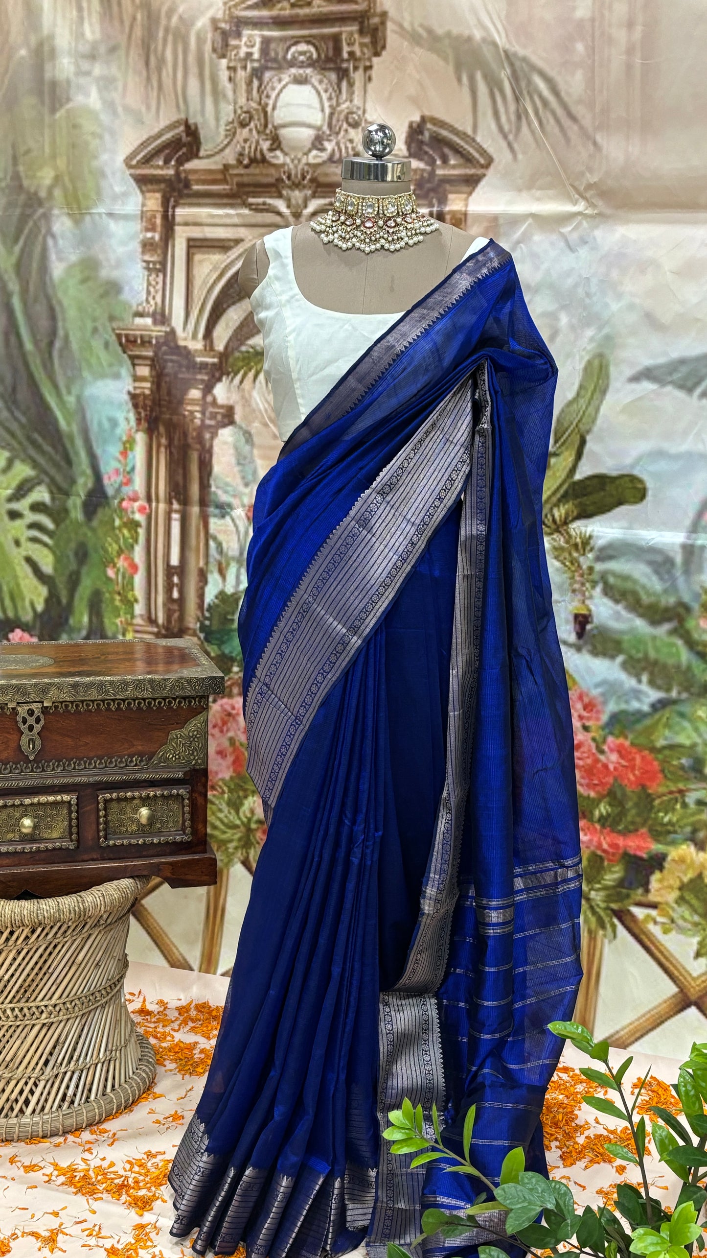 Mangalagiri Cotton-Silk Saree - Blue