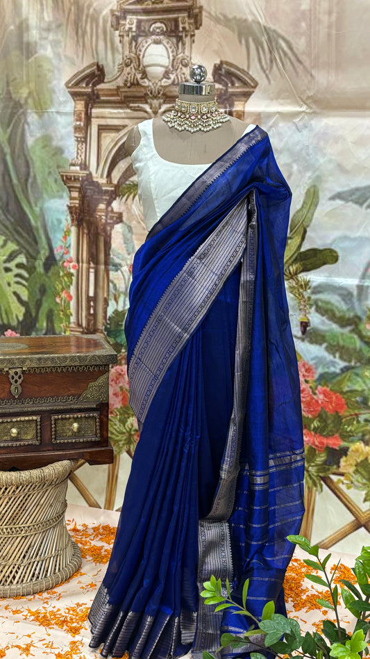 Mangalagiri Cotton-Silk Saree - Blue