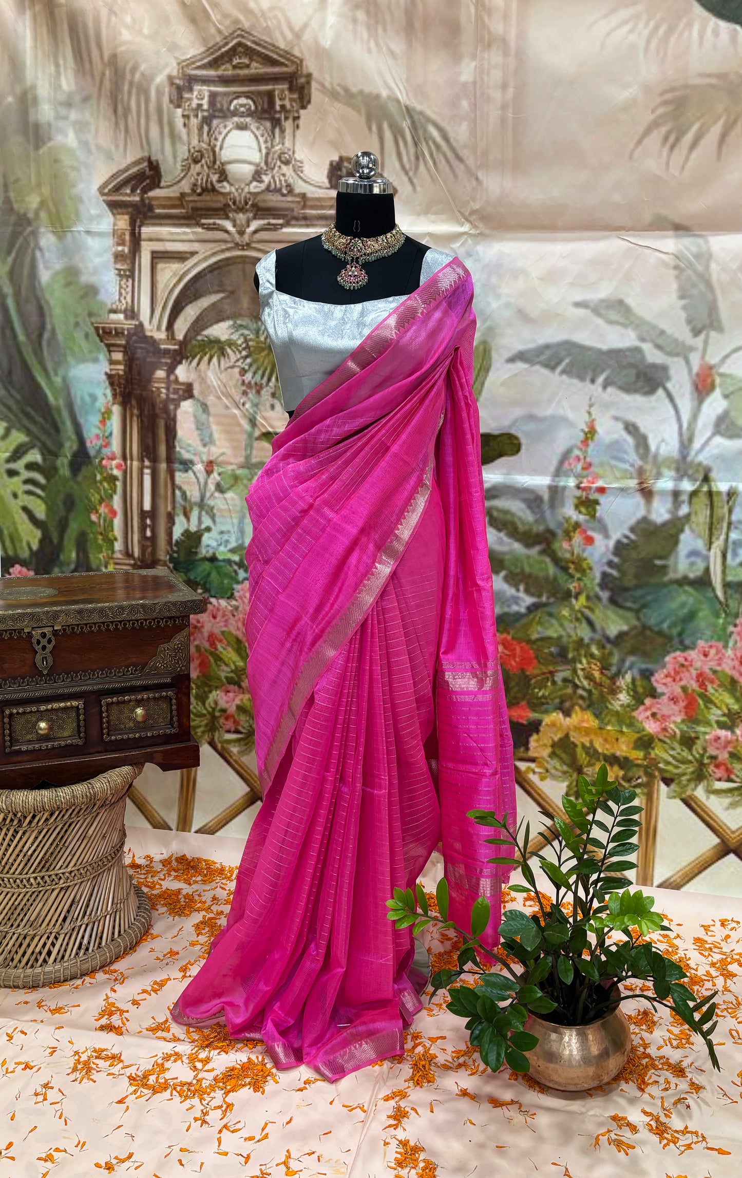 Mangalagiri Cotton-Silk Saree - Pink