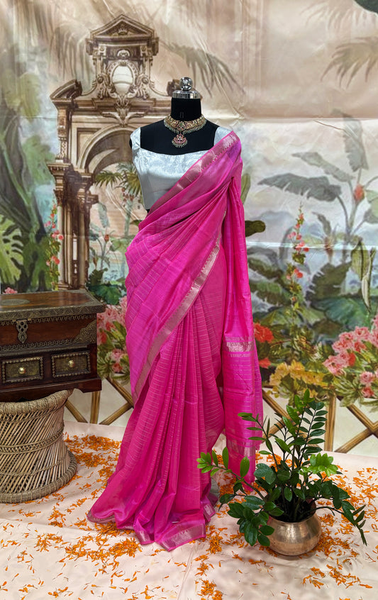 Mangalagiri Cotton-Silk Saree - Pink