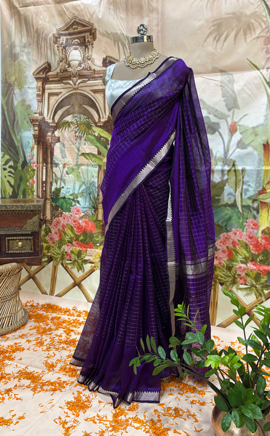 Mangalagiri  Cotton-Silk Saree - Violet