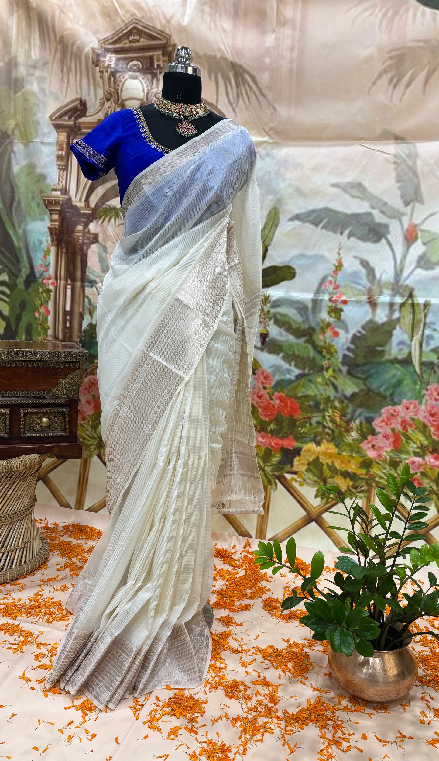 Mangalagiri Cotton-Silk Saree - Royal Purple